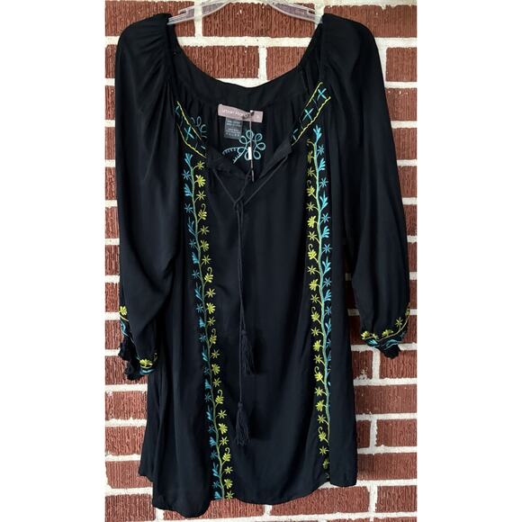 Urban Mango Black Embroidered Dress with Tassels Size XL NWT *See Measurements - Picture 1 of 4